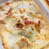 豆腐と玉ねぎの味噌チーズグラタン